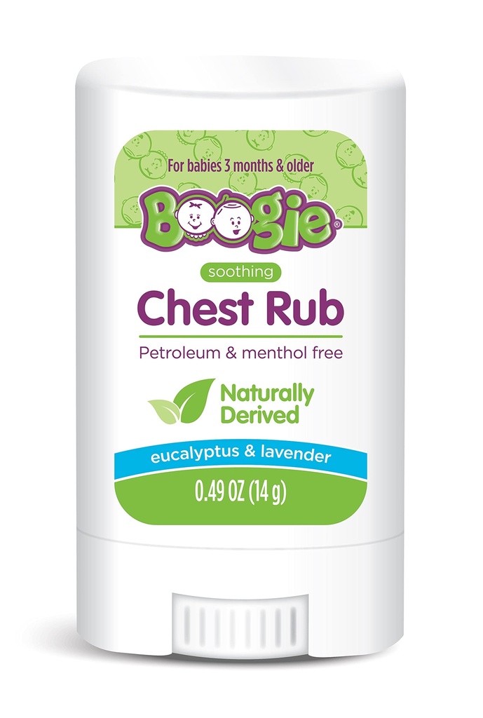 Boogie Chest Rub Stick til lindring Relief, Petroleum- Free, USDA Organic, naturligt afledte, lindrende Eukalyptus og Lavender, 0,49 oz (Pack of 1)