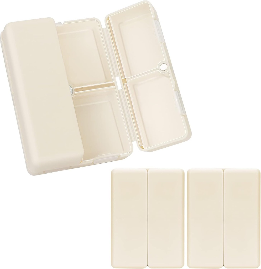 FIL Daily Pill Organizer, 2 Pcs 7 Compartments Portable Pill Case Travel Pill Organizer, [Folding Design] Pill Box for purse Pocket til at holde vitaminer, Cod Lever Olie, Kosttilskud og Medicin-White