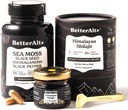 Bedre Alt Shilajit Resin 30 gm & Sea Moss Capsules Energy Duo Note 124; Pure Himalayan Shilajit Gold Grade for mænd og kvinder med høj potens & Irish Sea Moss med Black Seed Oil