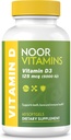 Noor Vitaminer Halal Vitamin D, Halal Vitamin D3, 5000 IE Softgels, Understøtter Bone, Immun & Heart Health, fra Safflor Oil til Maksimize Absorption, Non- GMO, Gluten Free & Halal (60 Greve)...
