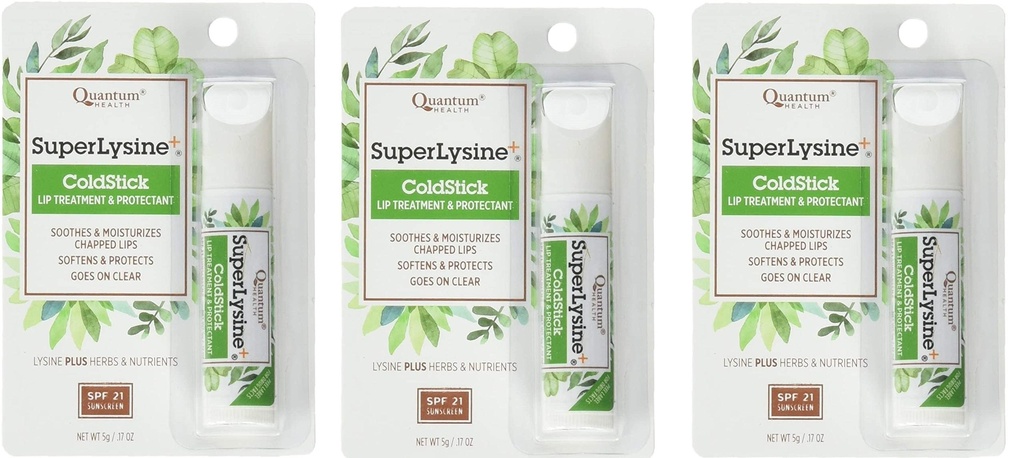Super Lysin Plus + ColdStick, SPF 21, Regelmæssig 0.18 oz (Pack of 3) af Quantum Research