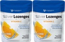 Sølv Lozenges med C-vitamin - Premium Nano Sølv 60 PPM kolloid sølv, organisk honning og C-vitamin Mineral supplement dråber til støtte immunsystem, Soothe Hough & Halsen - pakke med 2
