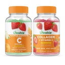 Lifeable Vitamin C 1050mg + Collagen & C-vitamin, Gummies Bundle - Great Tasting, Vitamin Supplement, Gluten Free, GMO fri, Chewable Gummy