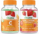 Lifeable Vitamin C 1050mg + Collagen & Vitamin C, Gummies Bundle - Great Tasting, Vitamin Supplement, Gluten Free, GMO Free, Chewable Gummy
