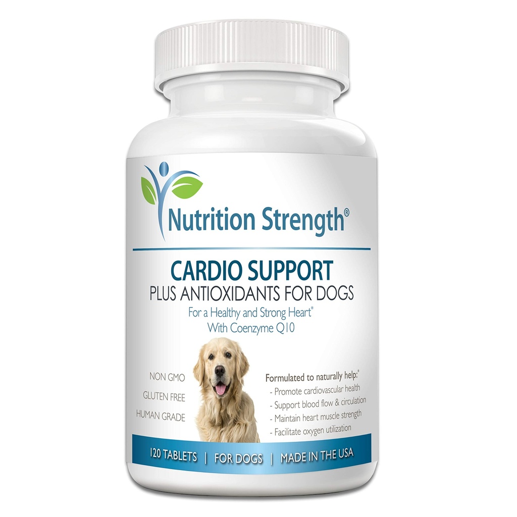 Cardio Support til hunde Plus Antioxidant, L- Carnitin, L- Taurine, med Coenzym Q10 og E-vitamin, fremmer en sund og stærk hund hjerte, 120 tyggetabletter