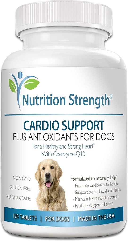 Cardio Support til hunde Plus Antioxidant, L- Carnitin, L- Taurine, med Coenzym Q10 og E-vitamin, fremmer en sund og stærk hund hjerte, 120 tyggetabletter