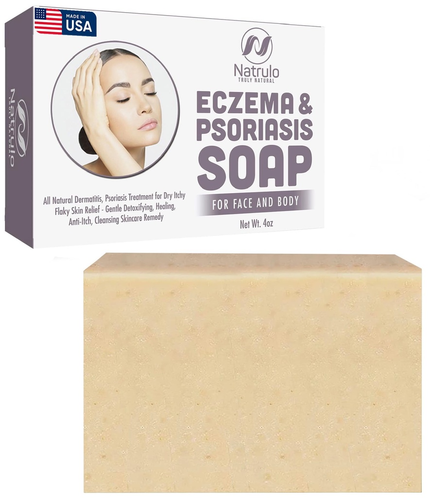 Eksem sæbe til ansigt og krop - alle naturlige dermatitis, Psoriasis Behandling for tør Itchy Flaky hud Relief - genert afgiftning, heling, Anti- Itch, Cleansing Skincare Remedy - Eksem sæbe bar