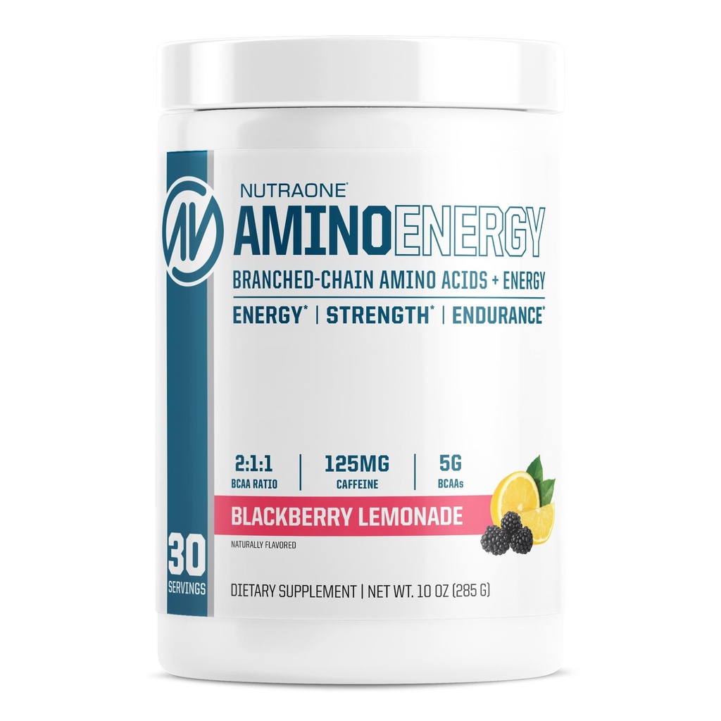 NutraOne Amino Energy BCAA Powder Pre- Workout supplement med koffein forgrenet kæde Aminosyrer til at hjælpe brændstof og gendanne * (Berry Lemonade - 30 Servere)