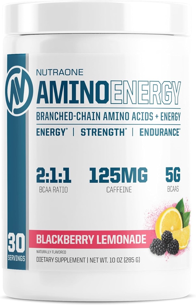 NutraOne Amino Energy BCAA Powder Pre- Workout supplement med koffein forgrenet kæde Aminosyrer til at hjælpe brændstof og gendanne * (Berry Lemonade - 30 Servere)