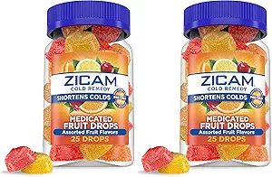 Zicam Cold Remedy Zink Medicated Fruit Drops, Assorted Flavors, Homøopatisk, Cold Shortening Medicine, Shortens Cold Varighed, 25 Greve (Pack of 2)