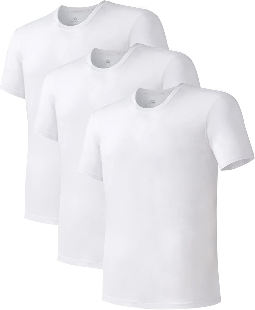 DAVID ARCHY Men's Undershirt Bamboo Rayon Moisture-Wicking Crewneck T-Shirts Stretch Tees for Men, 3 or 5 Pack