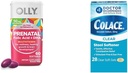 OLLY Ultra Strength Prenatal Multivitamin Softgel med Brain Development Support + Colace Clear Staol Blødgøringsmidler Kapsler, 28 Greve