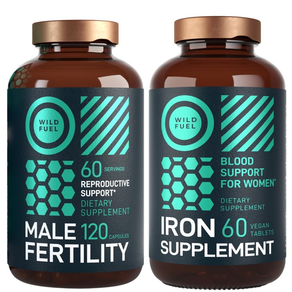 WILD FUEL Mand Fertilitet Supplement og jernpiller med folinsyre Fertilitet og prænatal Bundle