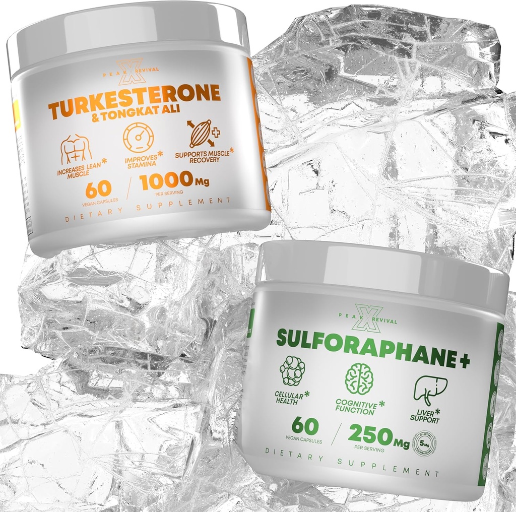 Turkesterone & Tongkat Ali Real Lab- Verified Sulforaphane Supplement, Ajuga Turkestanica Per Serving Increase Stamina - (60 kapsler)