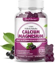softbear Calcium Magnesium Zinkgummier til kvinder, Høj Absorption Calcium Magnesium supplement til knoglestyrke, sukkerfri, Vegan, Elderberry Flavor 60 gummies
