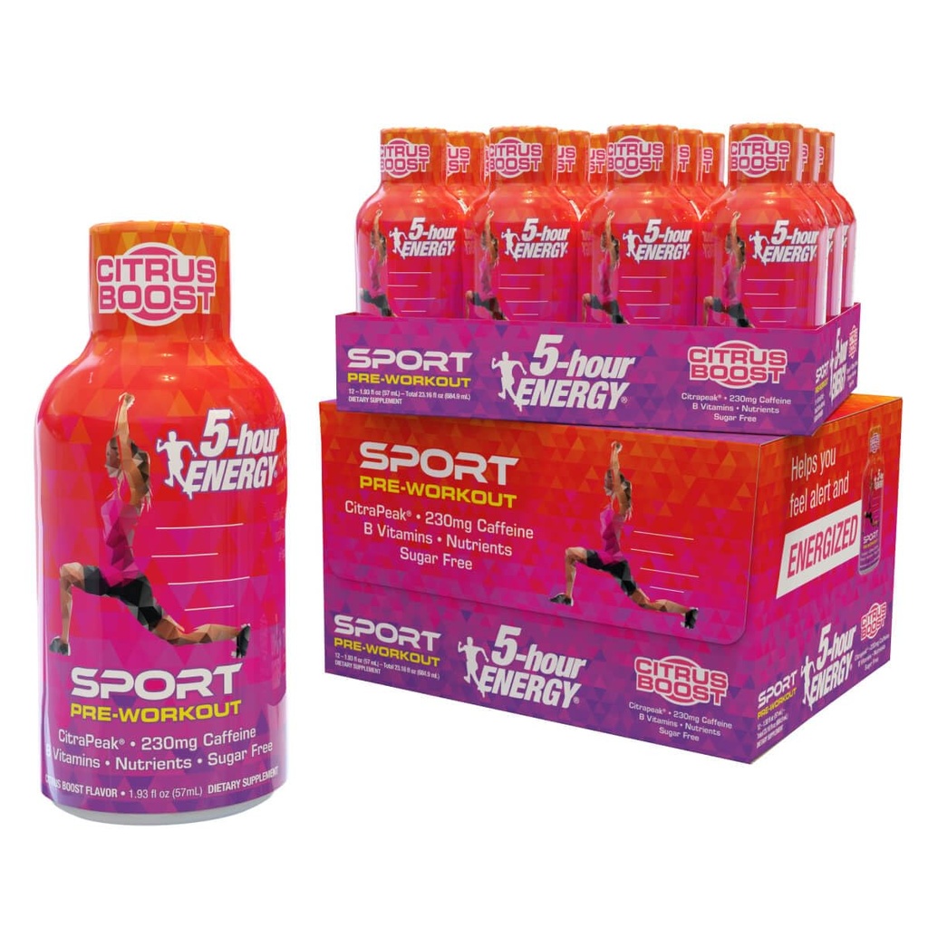 5-timers energi ekstra styrke Sport shots med Citrapeak, Citrus Boost Flavor, Pre- workout 24 Greve (1,93 fl oz)
