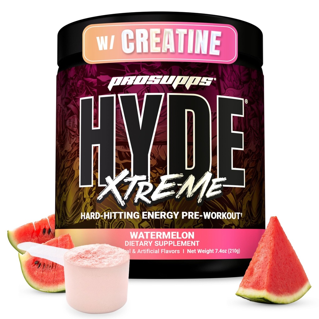 PROSUPPS Mr. Hyde Xtreme Pre Workout pulver med Creatin, Beta Alanine & Koffein - ekstrem energi, Pumper, Focus & Performance - Fitness & Gym Kosttilskud til mænd og kvinder (Watermelon, 30 Servering)