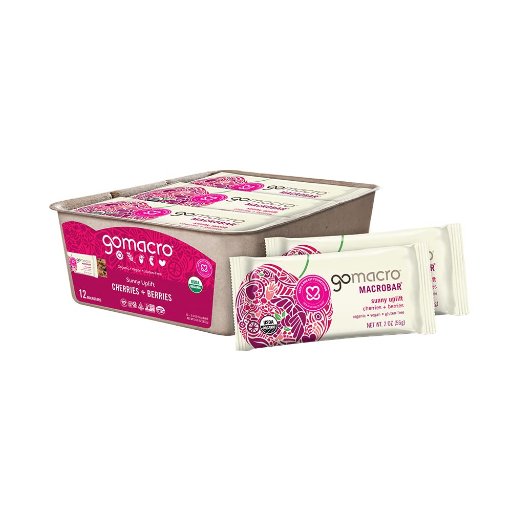 GoMacro MacroBar Organic Vegan Snack Bars - Kirsebær + bær (2.0 Ounce Bars, 12 Greve)