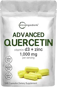 Quercetin Kosttilskud med Zink & Vitamin D3, 1 000 mg per servering, 240 Kapsler