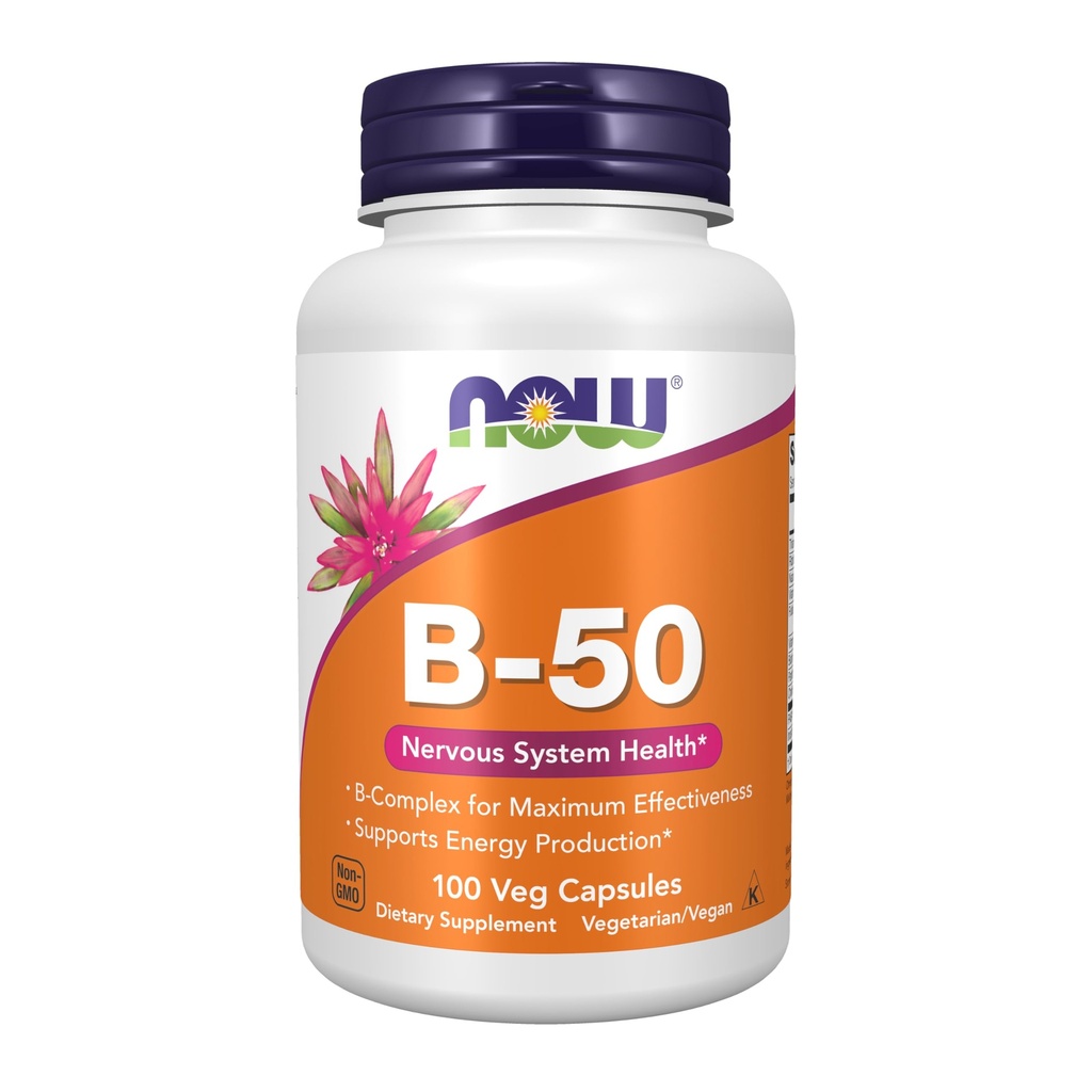 Now Foods Supplements, Vitamin B- 50 mg, Energiproduktion *, Nervesystemet Sundhed *, 100 Veg kapsler