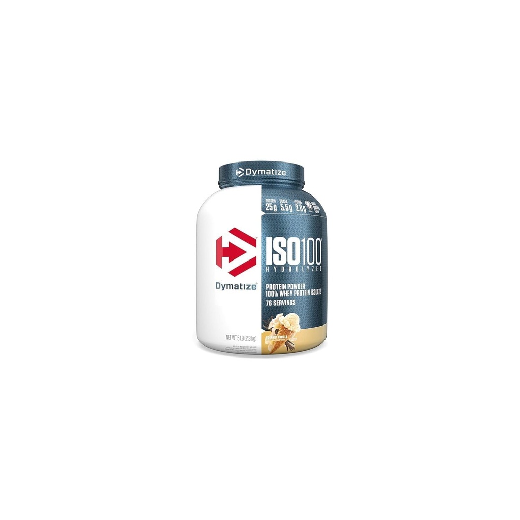 Dymatisere ISO 100 Whey Protein Powder med 25 g hydrolyseret 100% Whey Isolat, Vanilla 5 Pund, Pakke kan variere