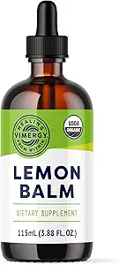 Vimergy Organic Lemon Balm Tincture Herbal Supplement - 175 mg af 10: 1 Lemon Balm Extract per servering, kan bruges i te - USDA Certified Organic, Non- GMO, Alkohol- fri -115 ml (1 ml / servering)