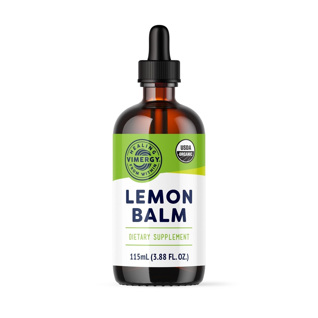 Vimergy USDA Organic Lemon Balm Tincture Herbal Supplement - Kan bruges i te - non-GMO, Alkohol- fri -115 ml (1 ml / servering)