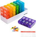 8 gange om dagen, 7 dage Stor Ugentlig Pill Organizer med Holder bakke, Vitamin, Medicin Box, Multikolor (8X en dag - 1 Pack)
