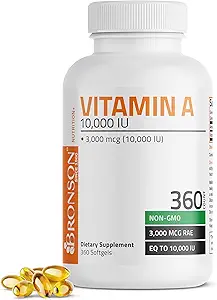 Bronson Vitamin A 10. 000 IE Premium ikke- GMO formel understøtter sund Vision & Immunsystemet og sund vækst & Reproduction, 360 Softgels