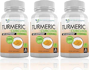 Gurkemeje med Bioperine og Triphala - 2250mg / d - 540 Veggie kapsler med sort peber ekstrakt -gurkemeje supplement