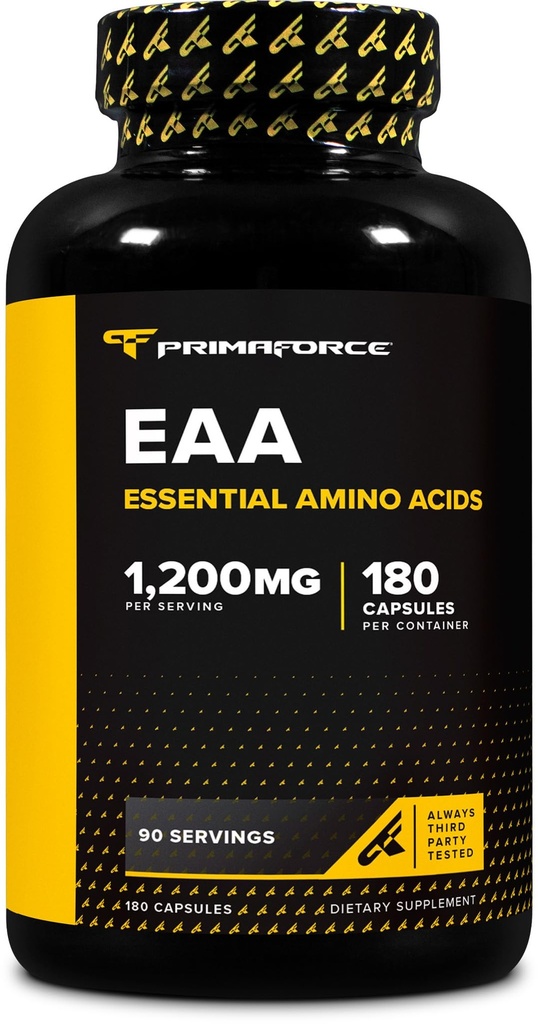 Primaforce EAA kapsler 1200mg, 180 kapsler, 90 Servering - Essential Aminosyrer - Non-GMO, Gluten Free & Vegetarisk Friendly