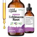 Wild & Organic Echinacea Drops - immunsupporttillæg med Echinacea Angustifolia - Flydende rodekstrakt tinktur - Vegan, Sukker & Alkohol- Free - 4 fl oz