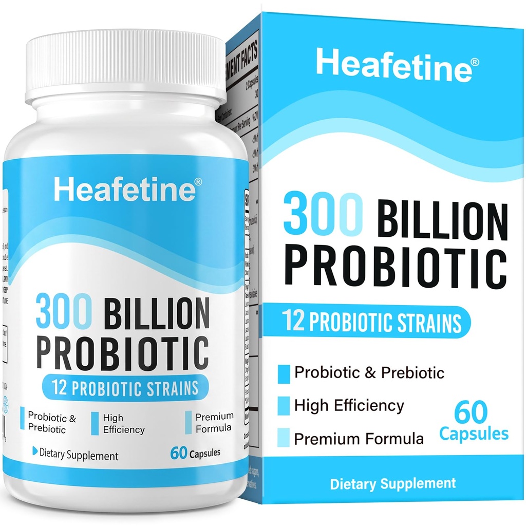 300 Millioner CFU 'er Probiotika til kvinder & mænd - 12 Staints + 3 Organic Prebiotics, Probiotika til fordøjelsessygdomme & immunforsvar, Gut Health & Bloating, Gut Health for kvinder & mænd - 60 Kapsler