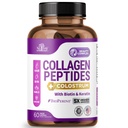 Collagen Peptider til kvinder med Colostrum, Biotin og Keratin - Type I, II, III, V, X - 5X Højere Absorption - Hår hud og negle Vitaminer - Collagen til kvinder - Collagen piller - 60 kapsler