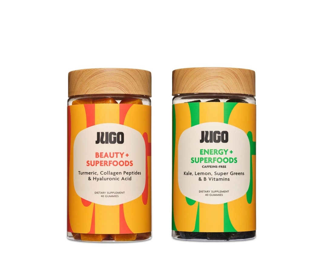 JUGO Beauty + Energy Gummies Bundle - Collagen, Biotin & Vitamin B12 - Understøtter hår, hud, negle & Natural Energy - Plantbaseret & Gluten- Free