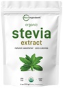Pure Organic Stevia Powder, 4 Ounces, 706 Servering, Højeste Grade Stevia Green Leaf Extract Reb- A, Reduceret Bitter Eftersmag, 0 Calorie, Natural Sweetener, Sukker Alternativ, Keto Friendly