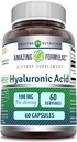 Amazing Formulas Hyaluronic Acid 100 Mg Supplement Note 124; Kapsler Note 124; Non- GMO Note 124; Gluten- Free Note 124; Lavet i USA (1 pakke, 60 Greve)