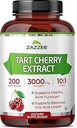 Zazzee Tart Cherry 10: 1 Extract, 3000 mg Strength, 200 Vegankapsler, 6 + Måned Supply, Certified Kosher, Koncentreret og Standardized 10X Extract, 100% Vegetar, All- Natural, Gluten Free, Non- GMO