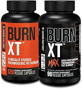 Jacked Factory Burn- XT Klinisk studeret fedt brænder & vægttab supplement (120 kapsler) & Burn XT Max High- Performance Fat Burner & Appetite Suppressant (90 kapsler)