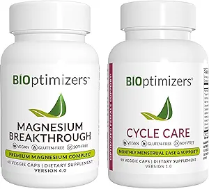 BiOptimizer Magnesium Breakthrough 4.0, (60 kapsler) & Cykelpleje, (90 kapsler) - Naturlig søvn, hjerne, og menstruel Relief Support Bundle