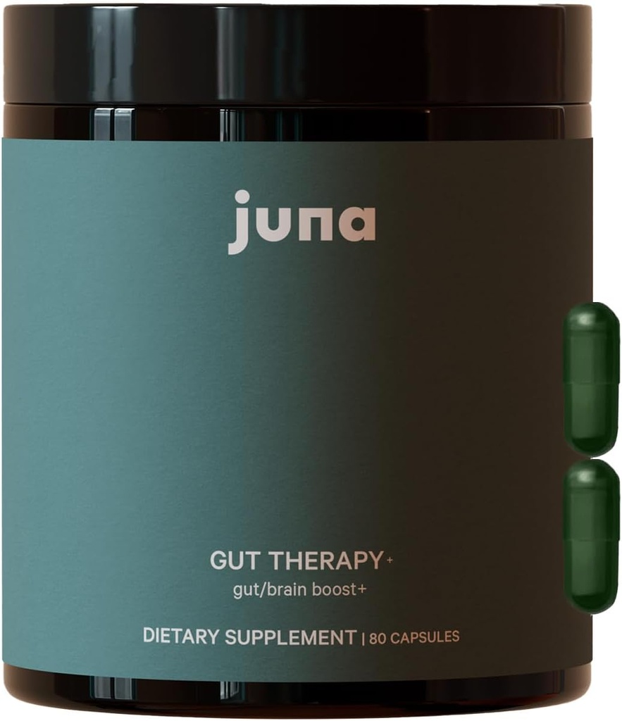 Juna Gut Terapi - Avanceret Hjerne & Gut Health Support med Prebiotic & Probiotika - Forbedret Mood, Opmærksomhed & Energi - Understøtter hukommelse, Focus & Mental Clarity - Brændstof Kognitiv ydeevne (80 Caps)