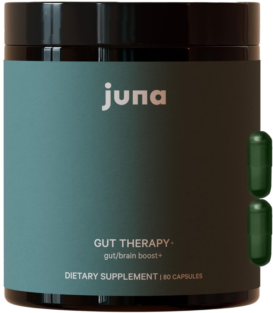 Juna Gut Terapi - Avanceret Hjerne & Gut Health Support med Prebiotic & Probiotika - Forbedret Mood, Opmærksomhed & Energi - Understøtter hukommelse, Focus & Mental Clarity - Brændstof Kognitiv ydeevne (80 Caps)