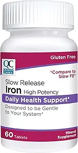 Kvalitetsvalg Iron High Potency Slow Release Tablets, 45mg, 60 Tabletter Hver (pakke med 3)
