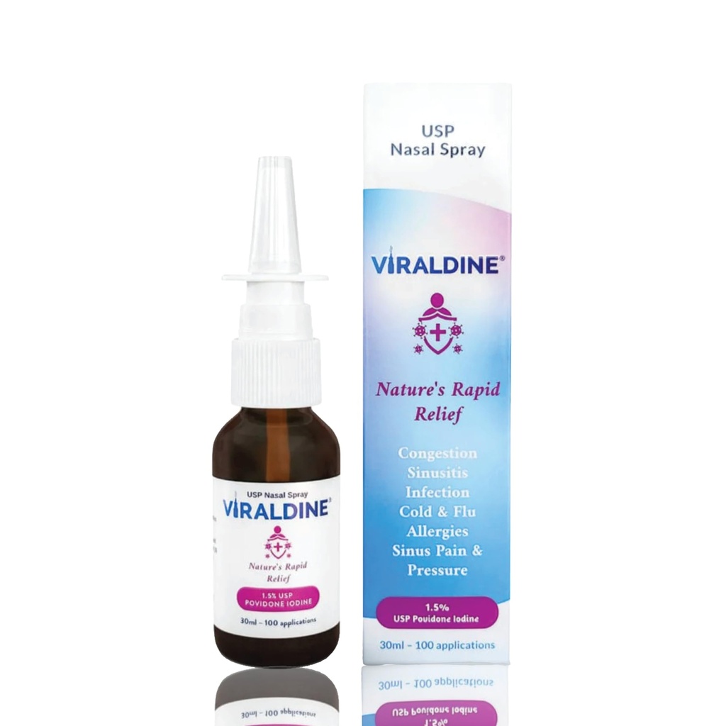1,5% Povidon- Jod Nasal Spray, Rapid Relief Formel, Hjælper med daglig trængsel, 100 applikationer, 30ml