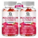 Magnesium Glycinat Gummies 400 mg med 100 mg Composite magnesium - Chelated Magnesium Kalium Supplement med D-vitamin, B6 understøtter ro, søvn, hukommelse og muskelkramper, sukkerfri - 120 Gummies