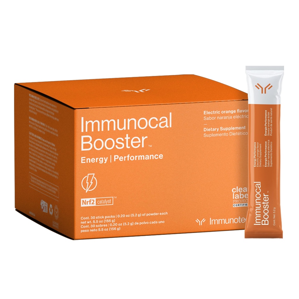 Immunocal Booster Energy Performance - Rapid Energy, 3 naturlige kilder til koffein (kaffe, grøn te, Guarana), Nrf2 Activator, Understøtter Fokus + Alertyd • 124; Gluten Free, Sugar Free • 124; 30 Tjenester