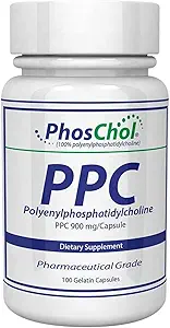 Nutrasal PhosChol PPC Polyenyl PhosphatidylCholin Cholin Supplement 900mg 100 Gelatine Kapsler
