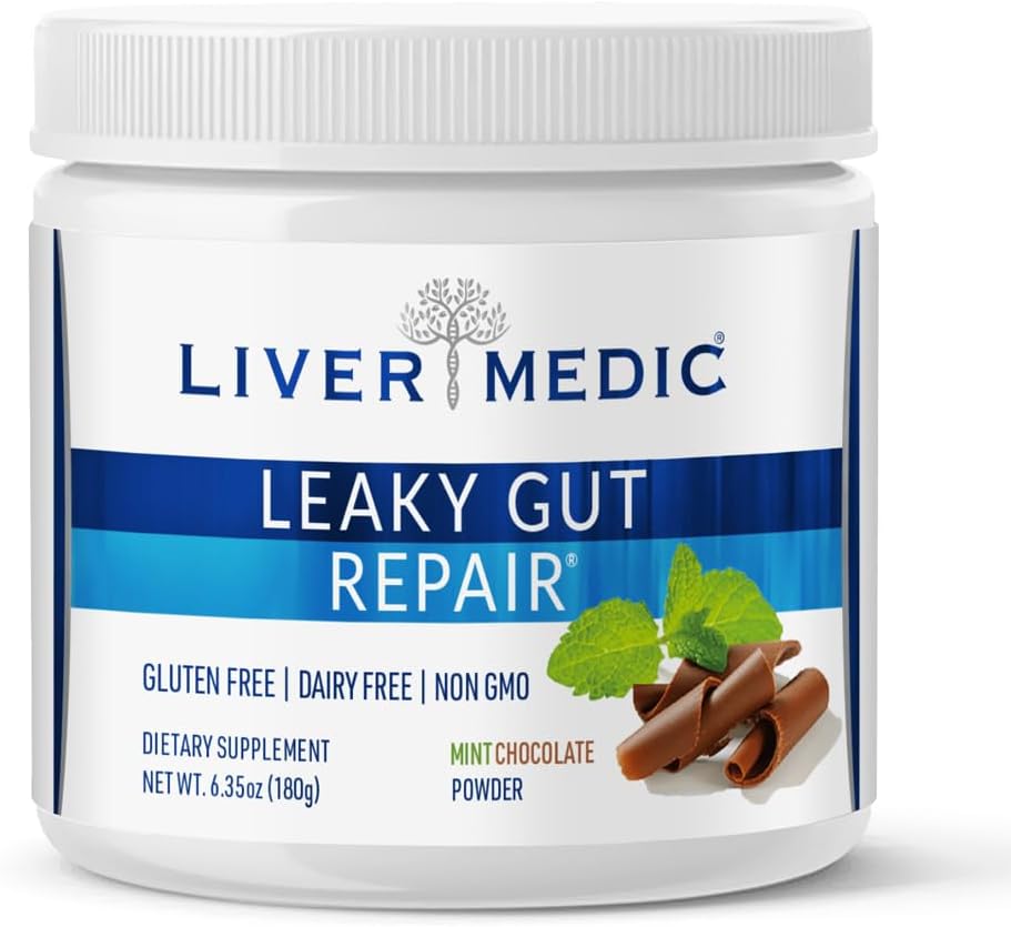 Leaky Gut Reparation, Gut L Glutaminpulver, for optimal Gut Sundhed, Lindrer Gut spørgsmål som Bloating og IBS, Gluten- Gratis Gut Sundhed Kosttilskud til kvinder og mænd, Mint Chokolade, 180 g - Lever Medic