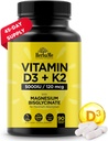 D3- vitamin 5000 IE + K2 med Magnesiumbisglycinat til Max Absorption 124; 90 Kapsler 124; Immunstøtte 124; fremmer hjerte, ben og muskel sundhed