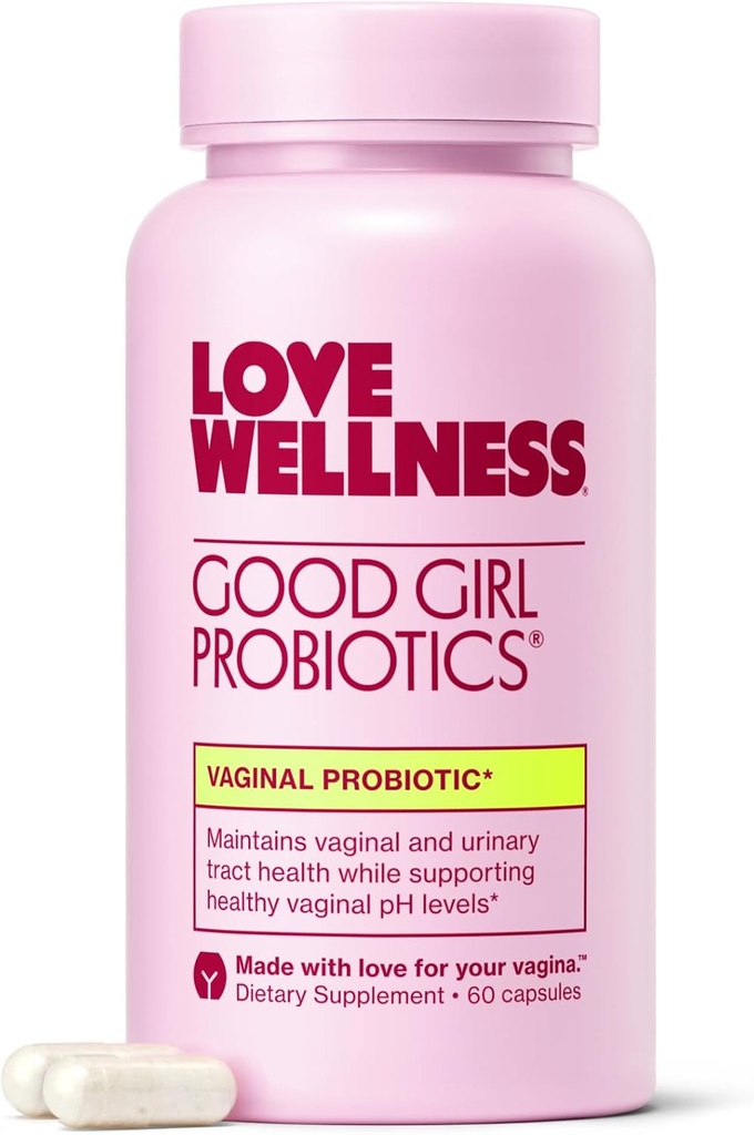 Love Wellness Good Girl Probiotics Б124; Kvinder Vaginal Sundhed & pH Balance Supplement Б124; Probiotisk for Urinary Tract, Gær, Odor & immunforsvar